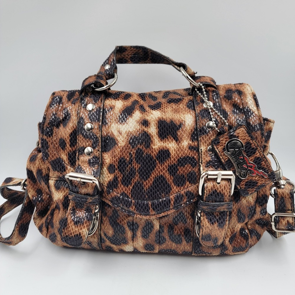 Carlos By Carlos‎ Santana Edgy Y2k Inspired Snakeskin Cheetah Print Purse